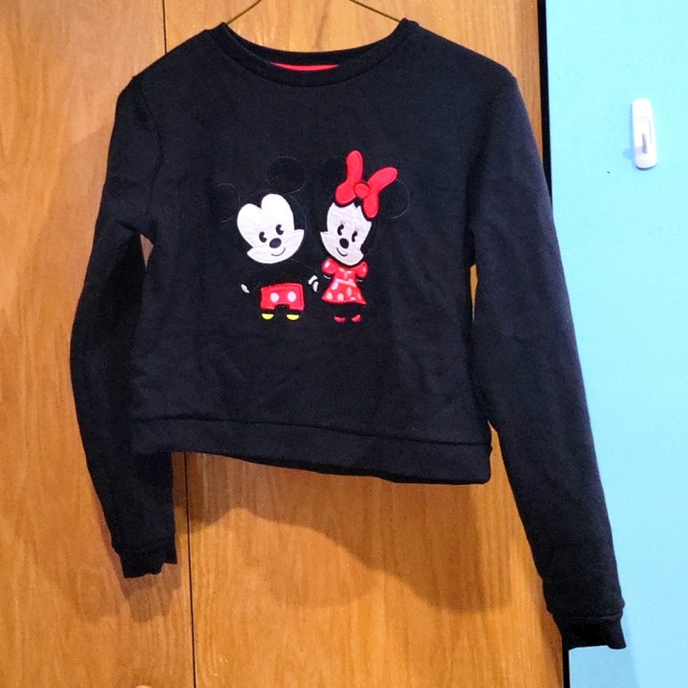 Disney Mickey and Minnie Black Crop Top sweatshirt Size M